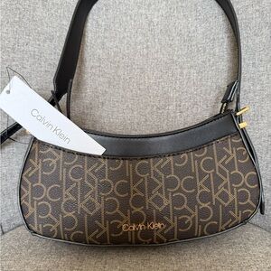 Calvin Klein Monogram Black and Brown Shoulder Bag